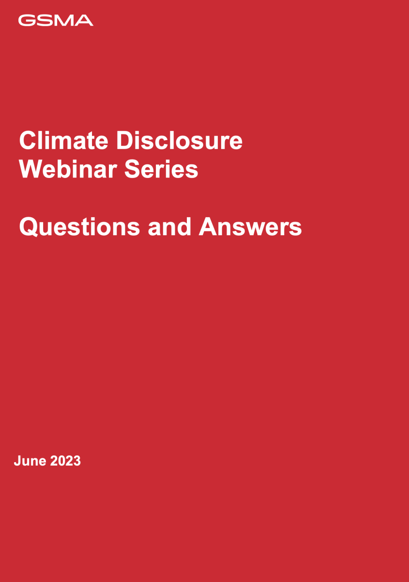CLIMATE DISCLOSURE WEBINAR SERIES QUESTIONS & ANSWERS